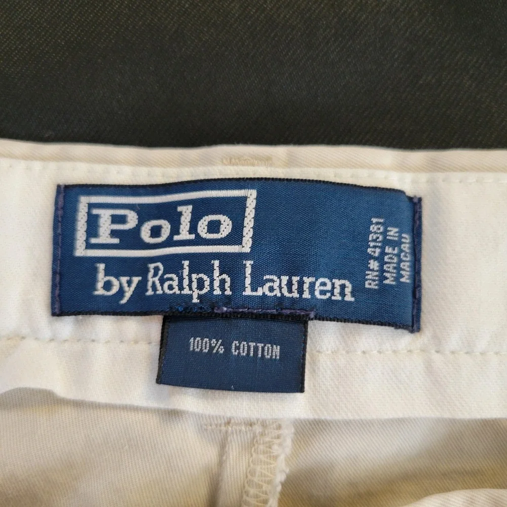 Polo Ralph Lauren Mens 40x32 Beige Flat Front Chino Pants Cotton Vintage No Pony